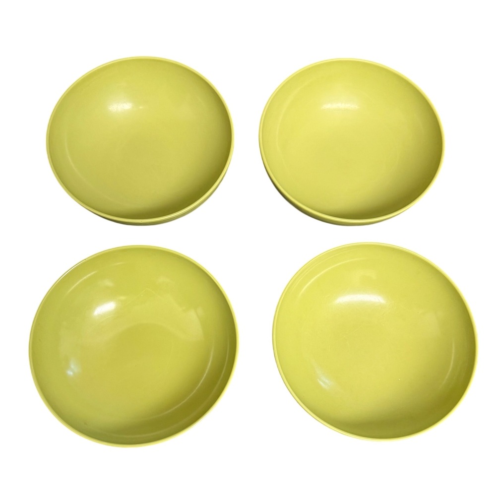 Vintage Prolon Melmac Green Cereal Bowls Set of 4 Chartreuse Lime 7415 MCM